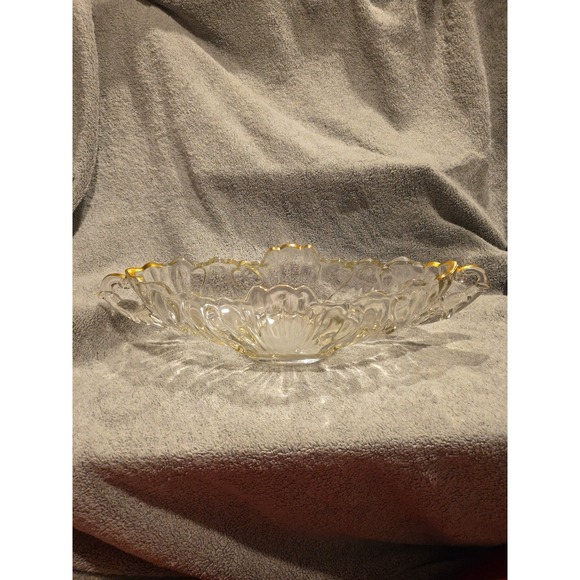 Jeannette Glass Other - Vintage 1950's Jeannette Glass Gondola Fruit Bowl 16" Long Gold Trim